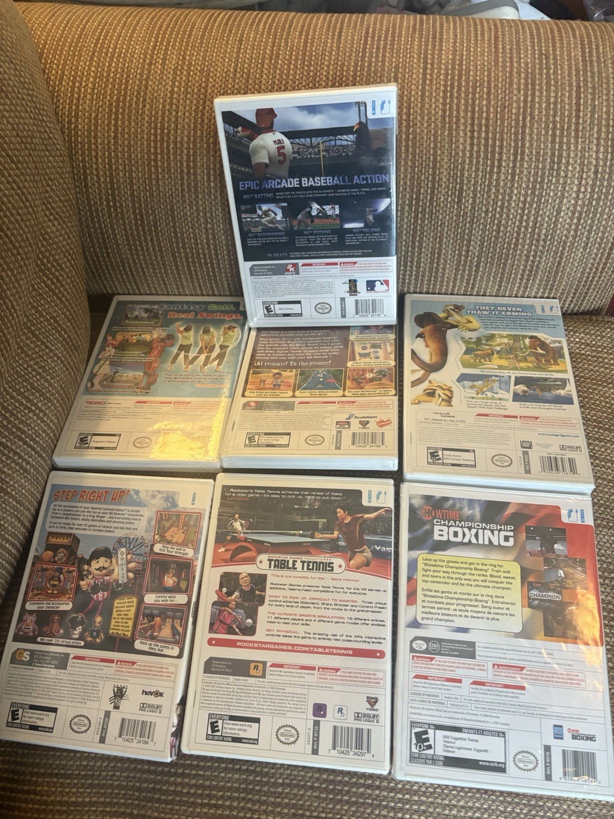 Sealed Wii Collection (Wii Sports, The Bigs, Carnival Games, Ice Age 2, Etc.)