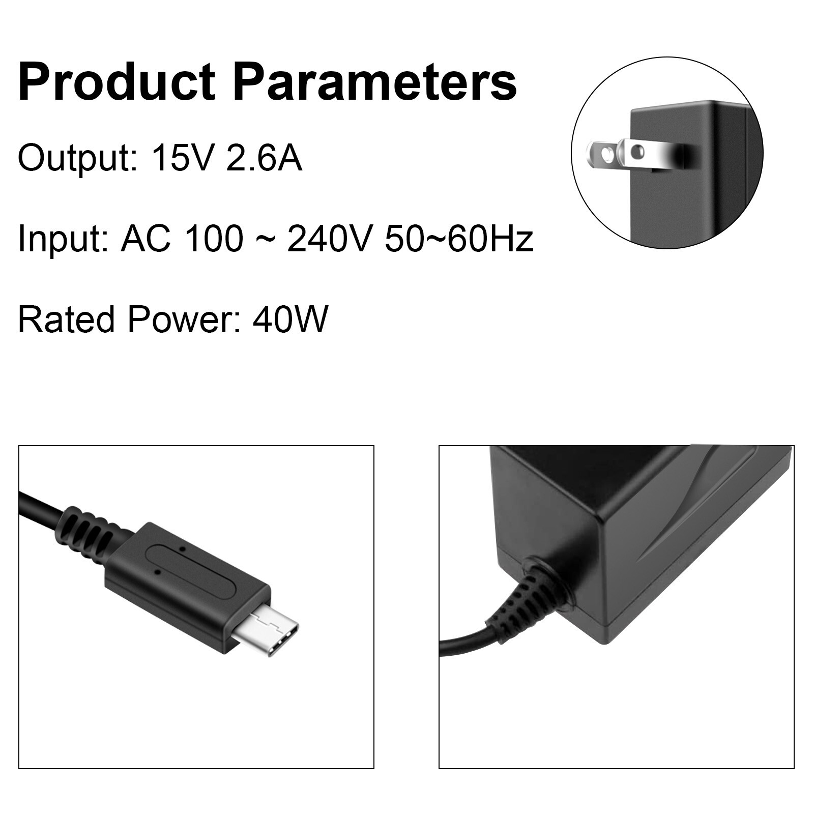 For Nintendo Switch AC Power Adapter Charger HAC-002 Home Wall Travel US Cable