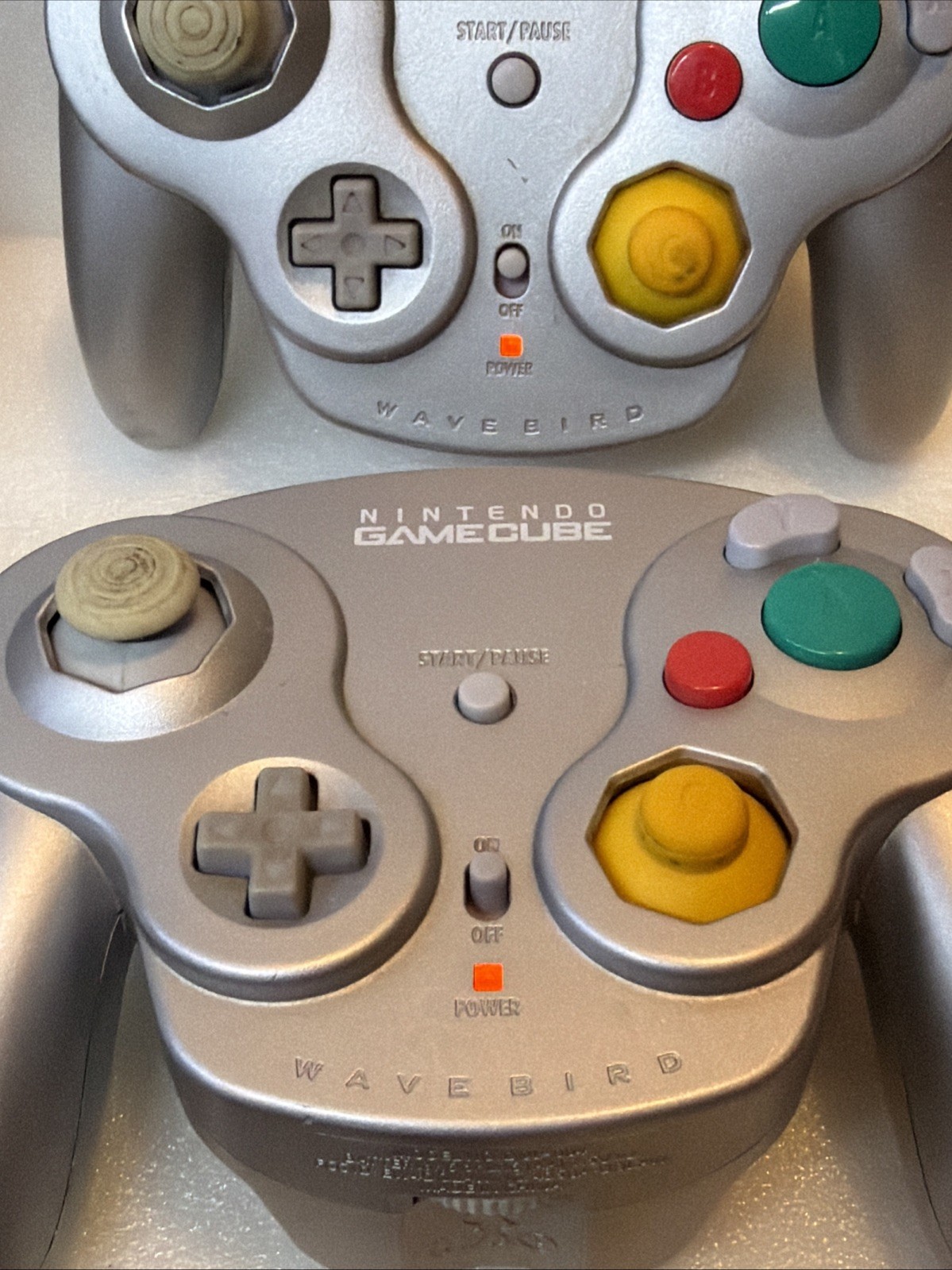 Lot Of 4 Nintendo GameCube Platinum Wavebird Controllers with Receivers UNTESTED