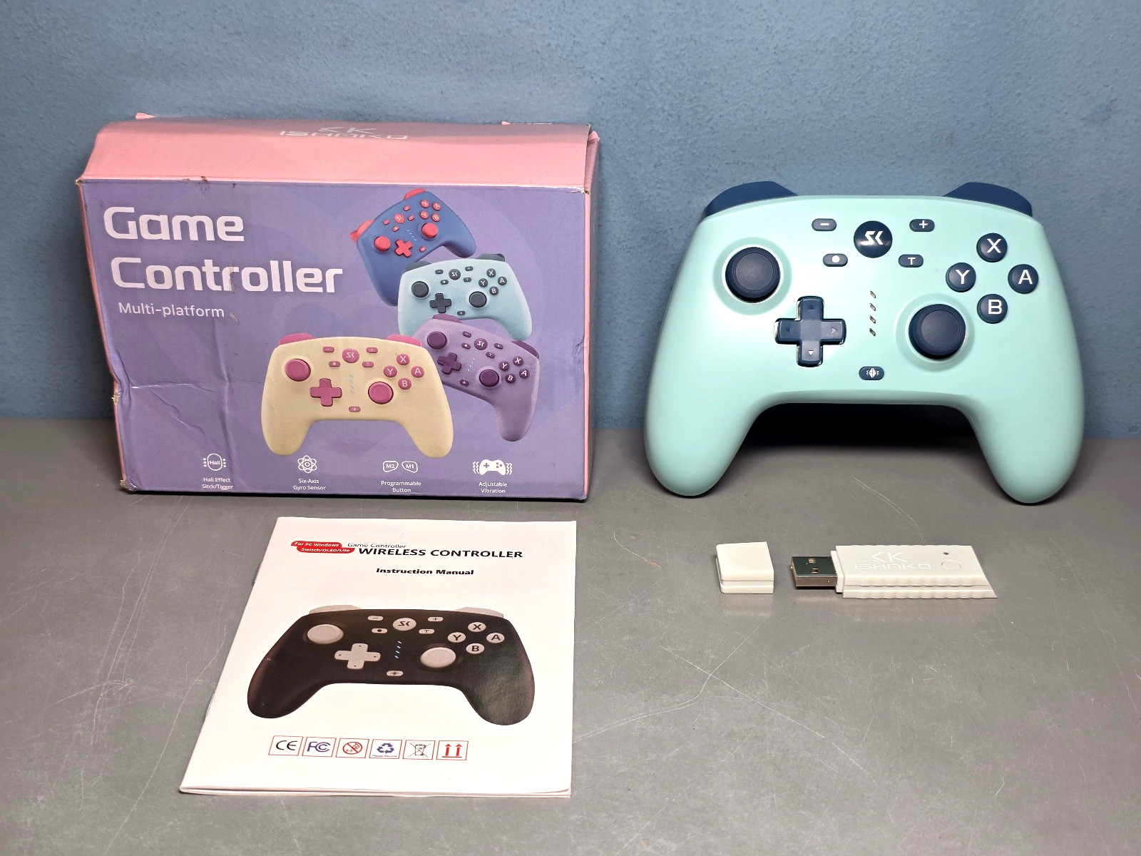 Ishako Multi-Platform Game Controller in Green New Hall Effect & Programmable