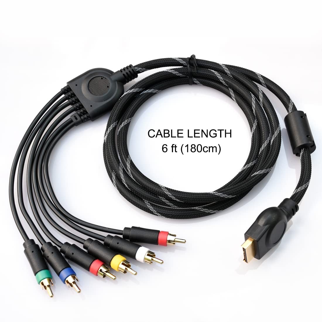 Component Audio Video Cable for PS2 / PS3, HD Multi Out Composite RCA Audio Vide