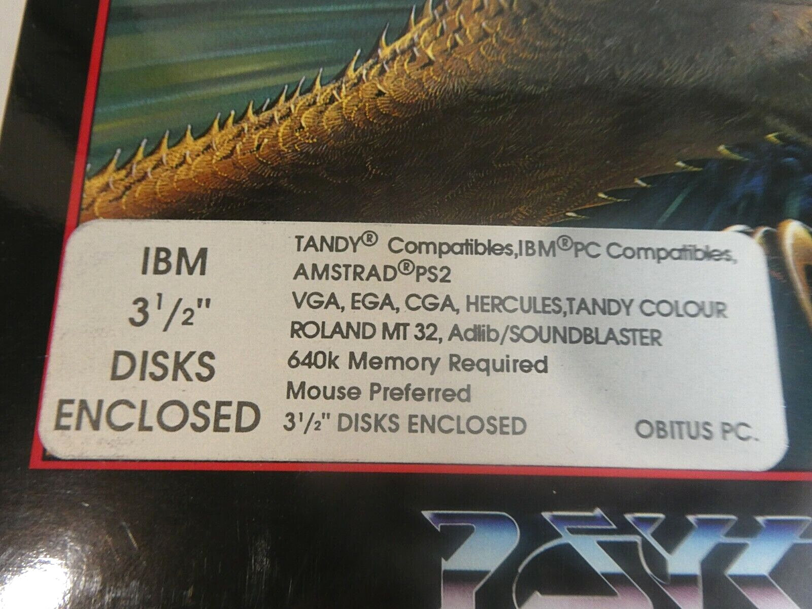 Obitus Commodore Amiga Psygnosis 3.5″ Disks PC Games