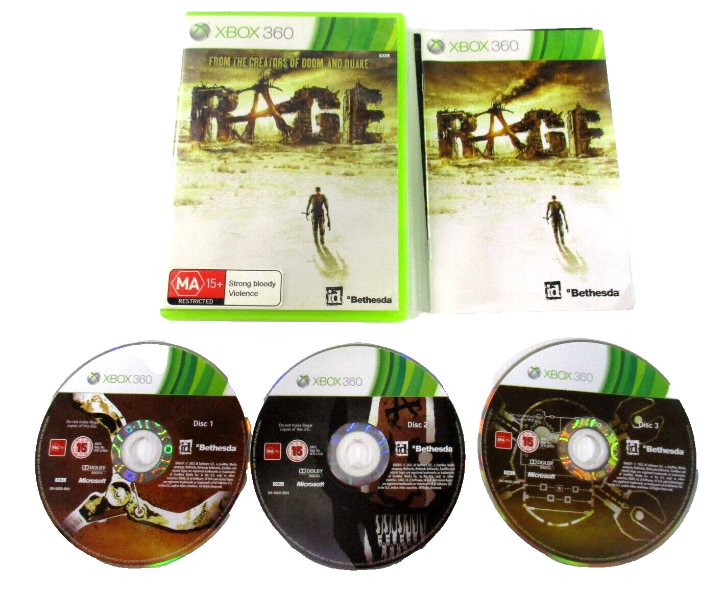 Rage XBOX 360 MA15+ PAL R4 2011 Rad Games + Manual Tested