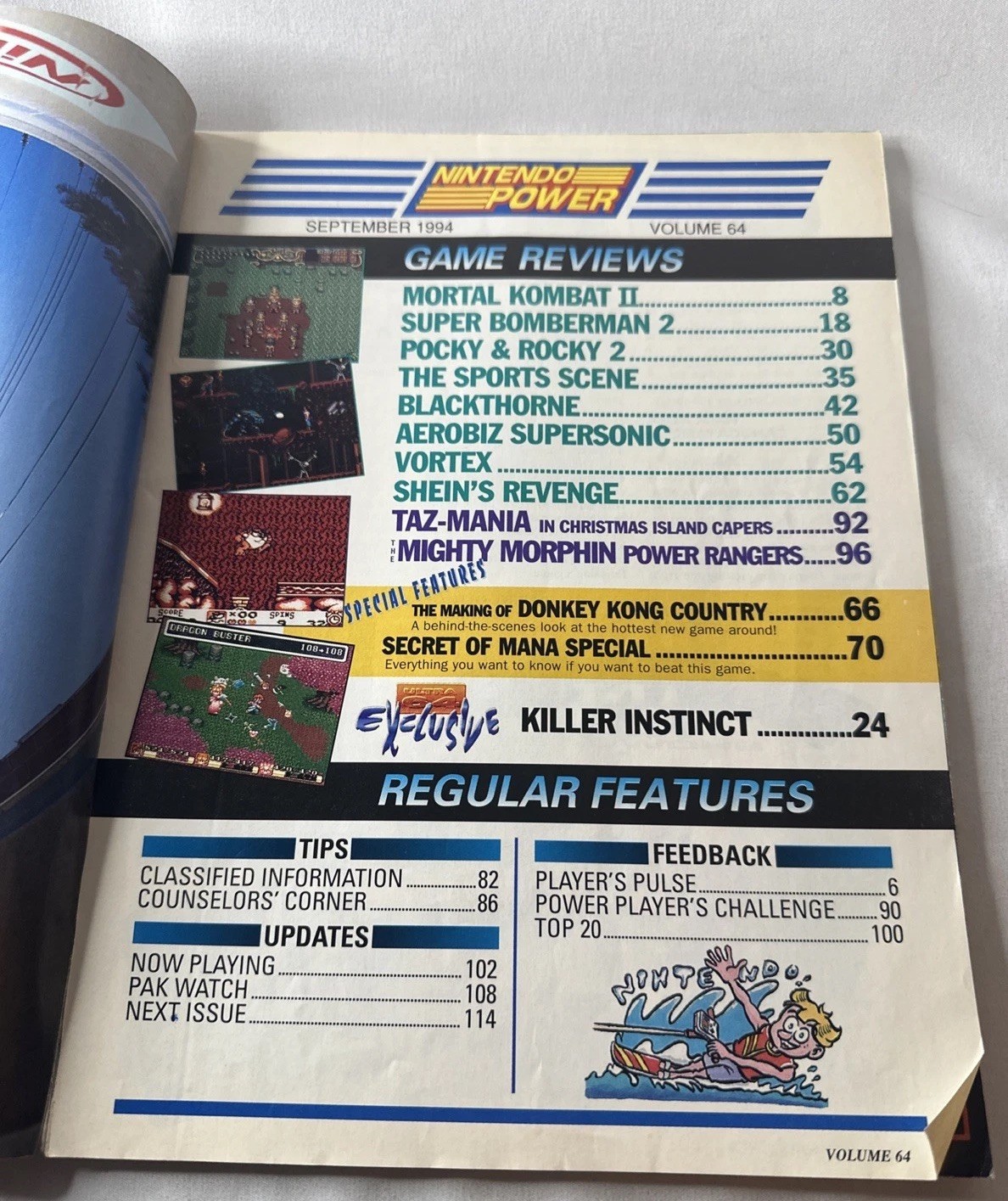 Nintendo Power #64 Mortal Kombat II 2 With Donkey Kong Poster + Cards 1994
