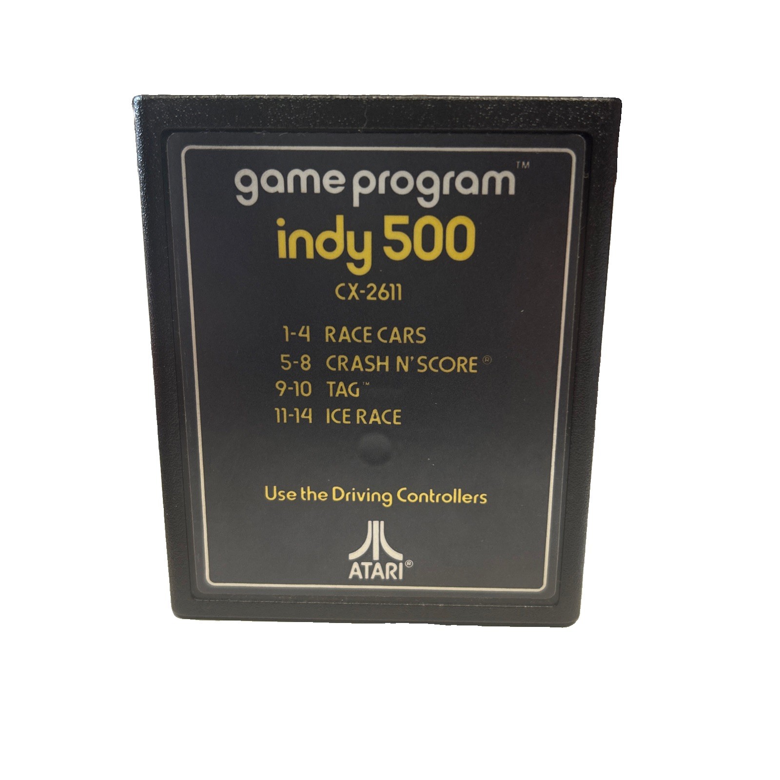 Atari 2600 Indy 500 Game Cartridge Vintage 1977, Gold Text