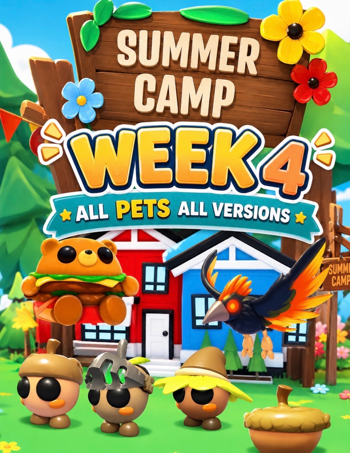 Adopt from me! Week 4 of Summer Camp! Burger bear, Oakee, Storm Condor,