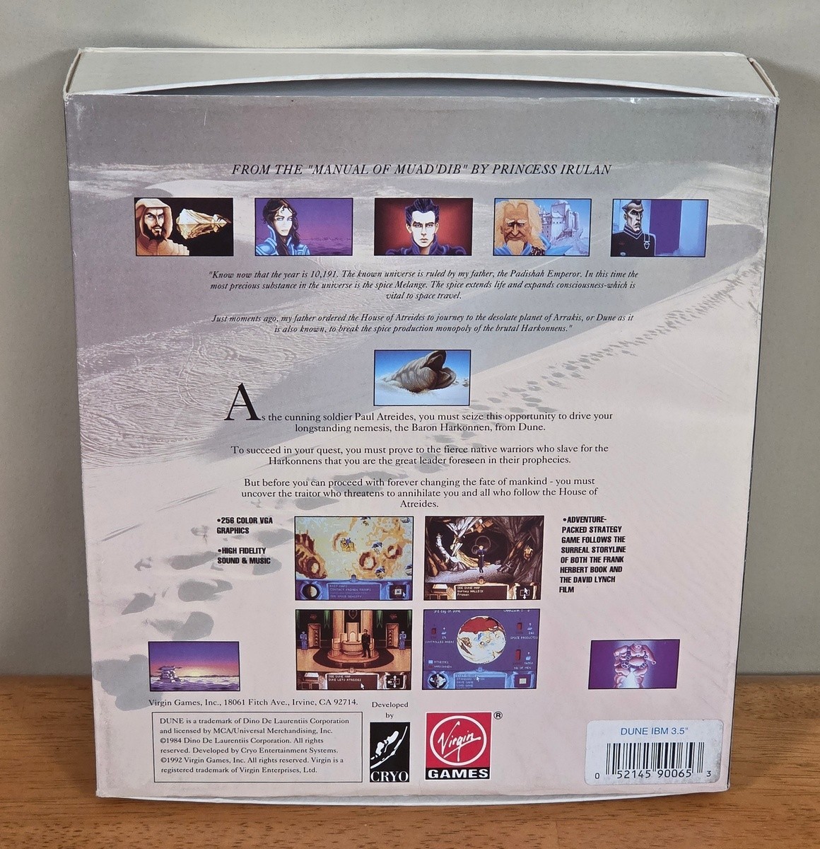 Dune Virgin Games Kyle MacLachllan Cover IBM PC Big Box 3.5″ Complete CIB 1992