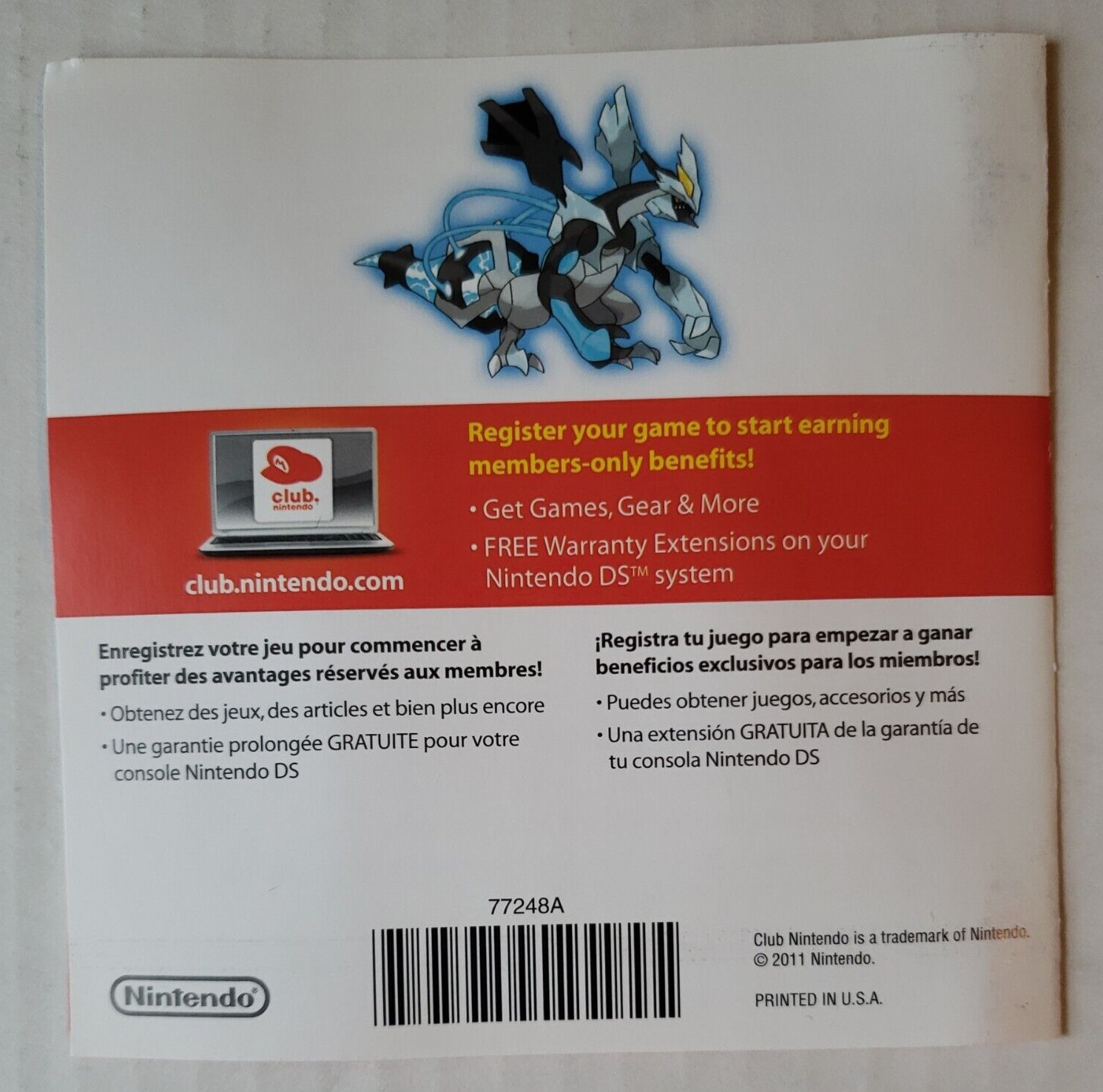 CASE & MANUALS ONLY, NO GAME ~ POKEMON BLACK VERSION 2 ~ NINTENDO DS 2012