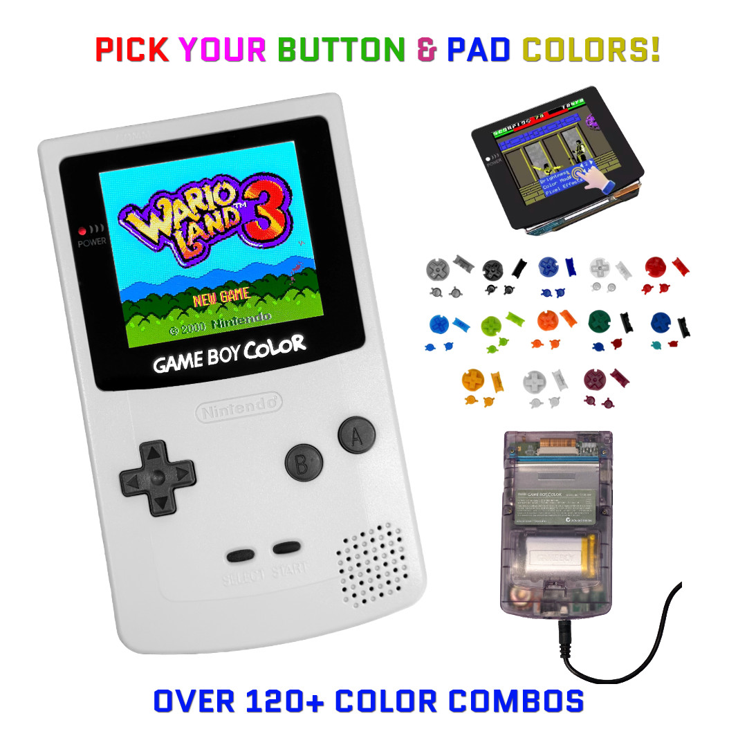 Nintendo Game Boy Color WHITE System GBC AMOLED OLED XL Touchscreen LCD Battery