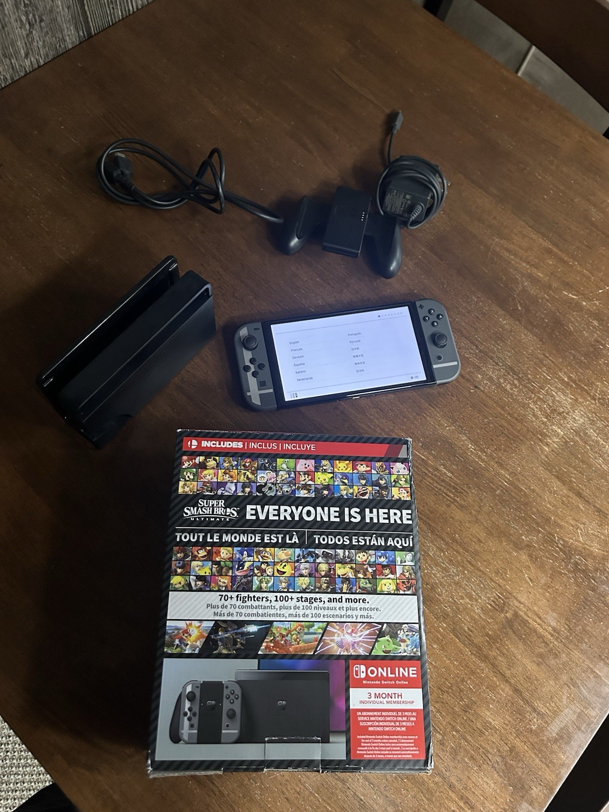 Nintendo Switch (OLED Model) Super Smash Bros. Bundle 64GB Console – Gray Box