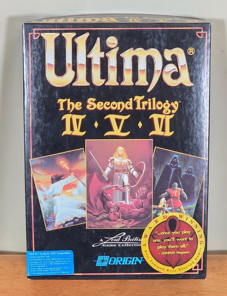Ultima Second Trilogy IV V VI IBM PC Big Box Game 5.25″ Complete CIB Paper Map