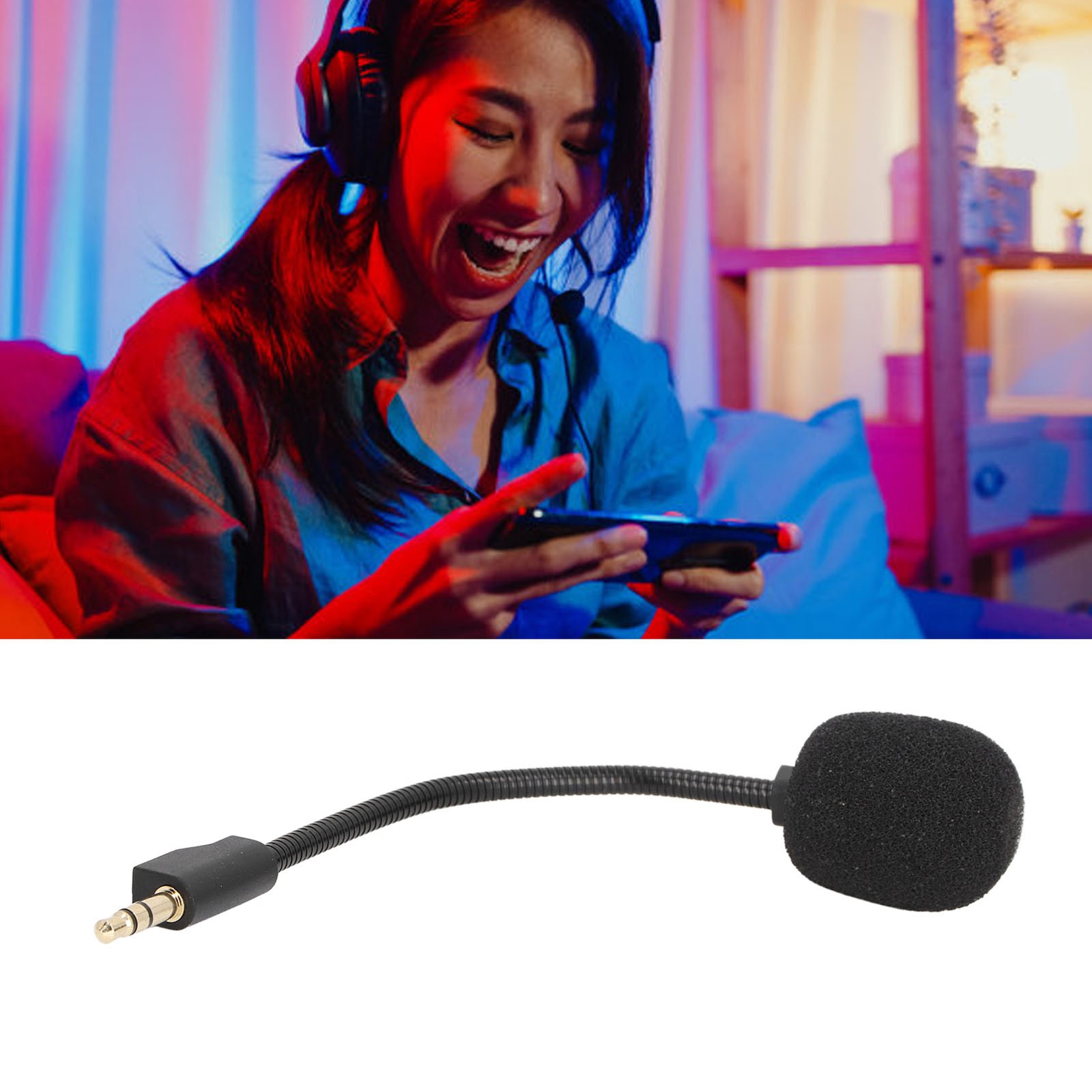 ｀Replacement Game Mic With Foam Cover 3.5mm Jack Noise Cancelling Detachable New