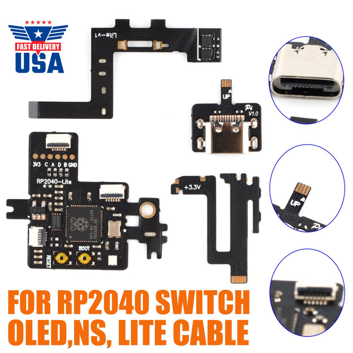 RP2040 Game Console Chip Replacement For Switch Lite CPU Flex Ribbon Cable