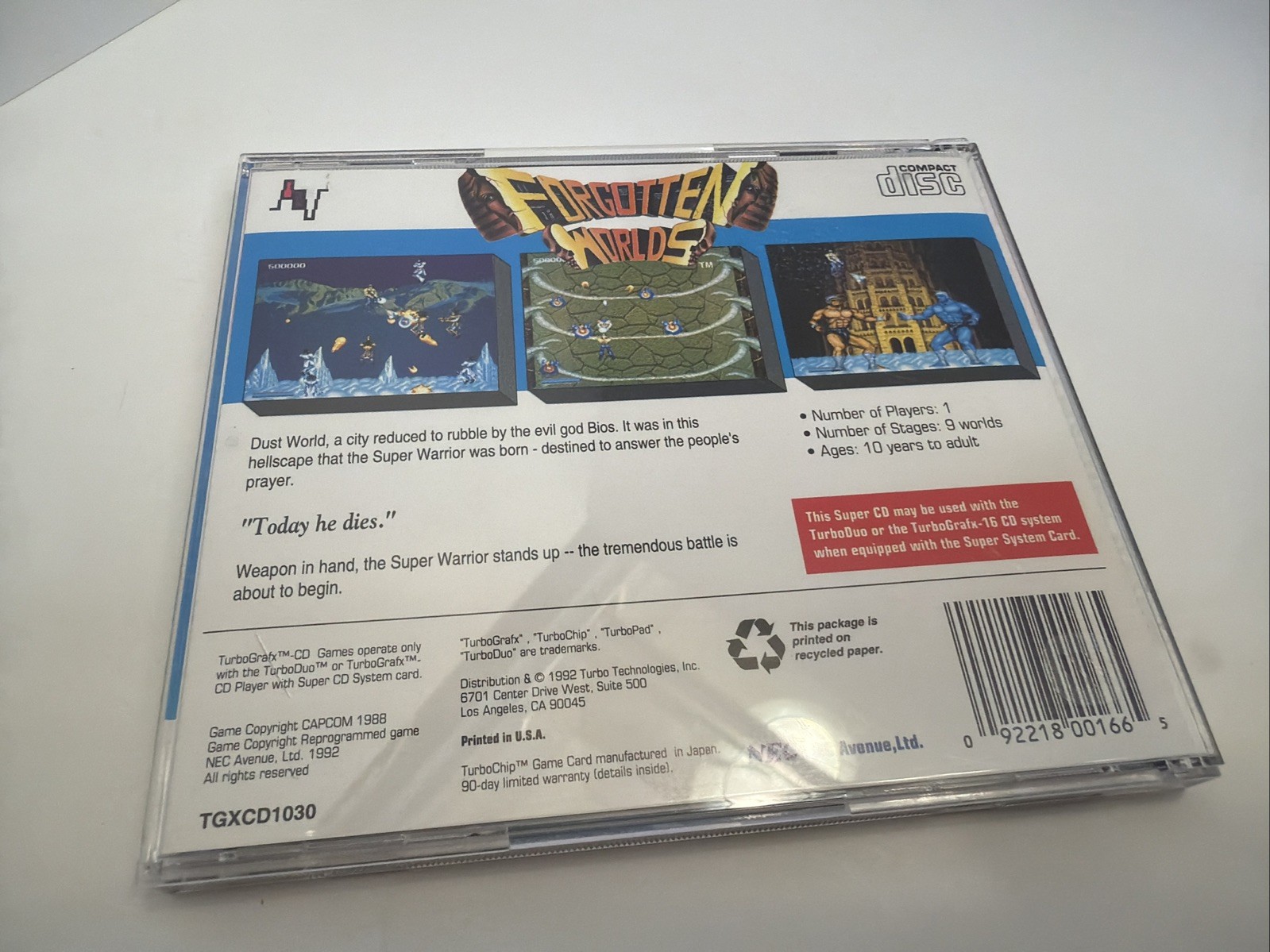 Forgotten Worlds TurboGrafx Super CD Turbo Duo Tested Complete CIB