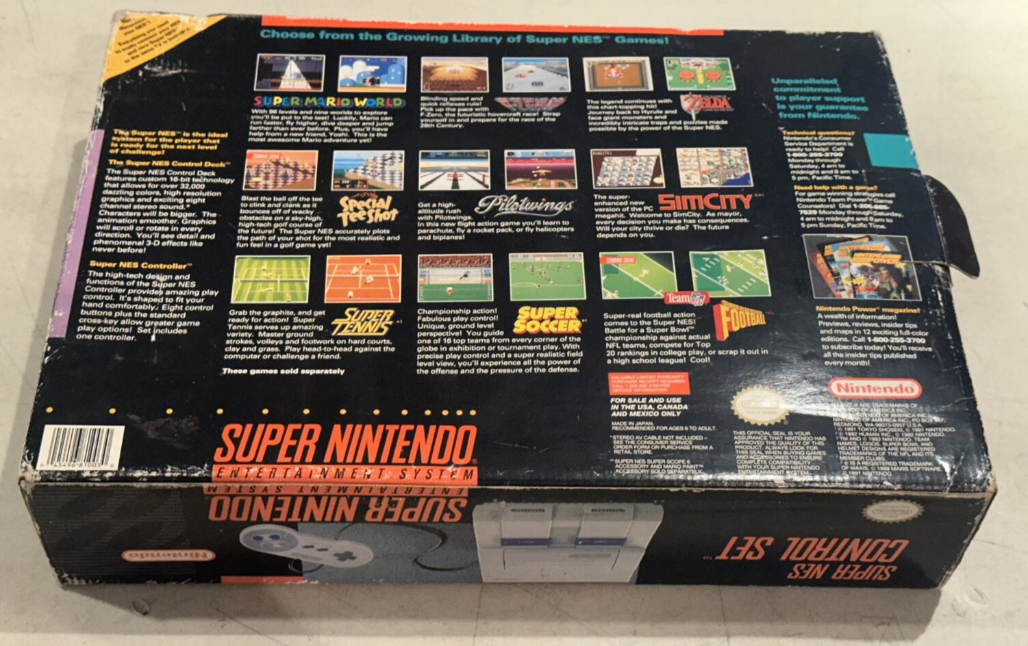 Super NES Nintendo Console Control Set COMPLETE IN BOX 2 Controllers