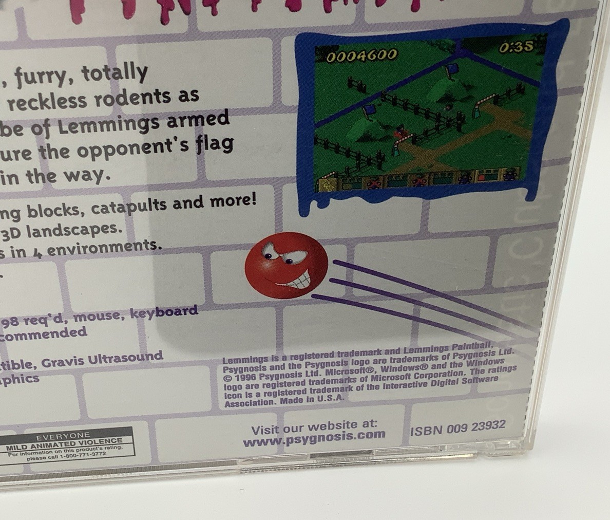 Psygnosis Lemmings Paintball CD ROM PC Game Windows 95/98 1996