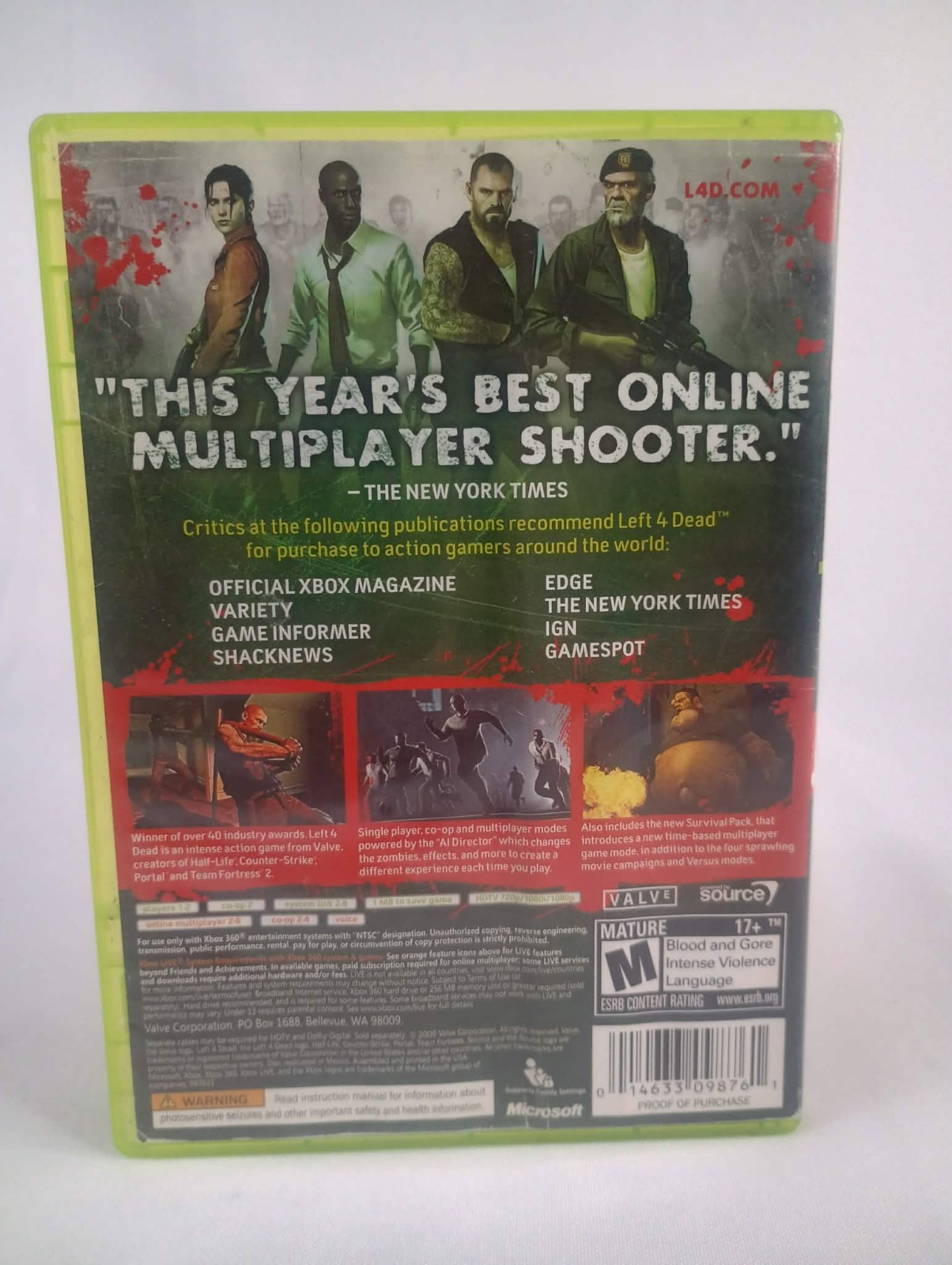 Left 4 Dead Game of the year edition Microsoft Xbox 360 Missing manual