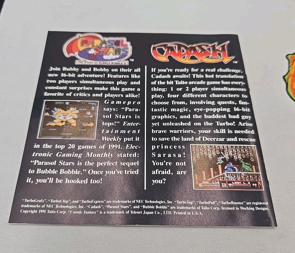 Cosmic Fantasy 2 – TurboGrafx 16 CD – Complete CIB- Tested – Authentic