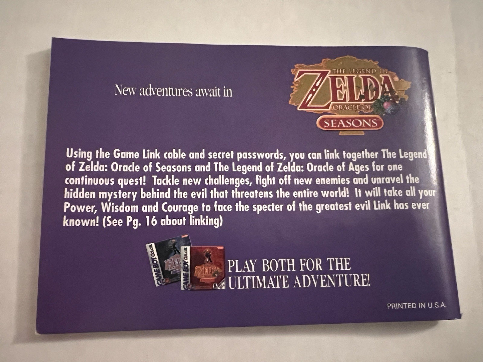 Zelda: Oracle of Ages GBC NTSC-U/C Manual Included CIB Complete