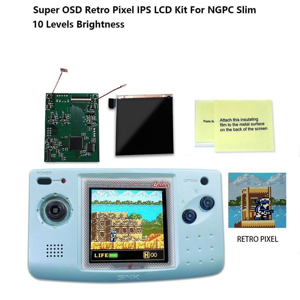 Neo Geo Pocket Color SLIM OSD Q5 IPS Backlight Mod Kit
