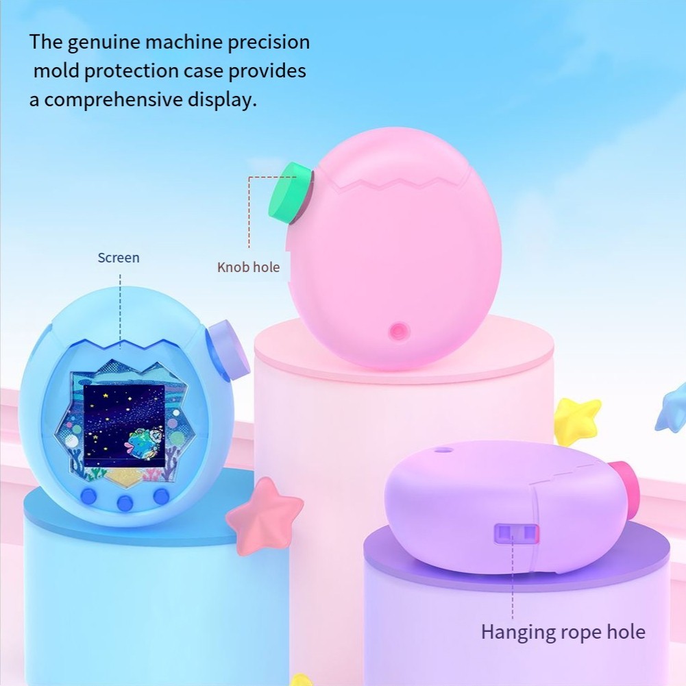 For Tamagotchi Paradise Silicone Protective Case with Keycaps and Lanyard