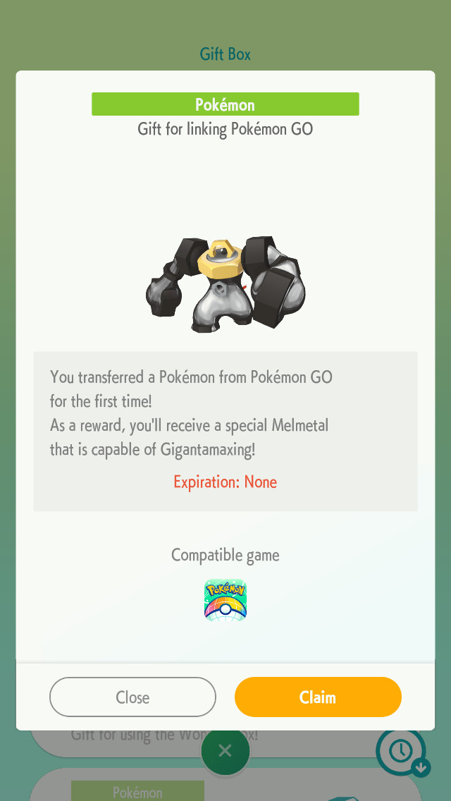 💚 GMax Melmetal Event | PoGo Transfer Gift | Pokemon Sword & Shield | UNTOUCHED