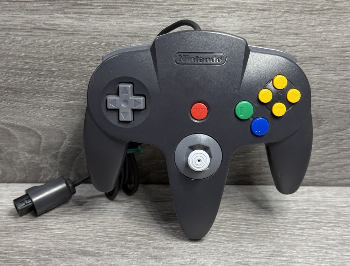 NICE TIGHT STICK! Black & Grey Nintendo 64 Controller N64 NUS-005 AUTHENTIC OEM