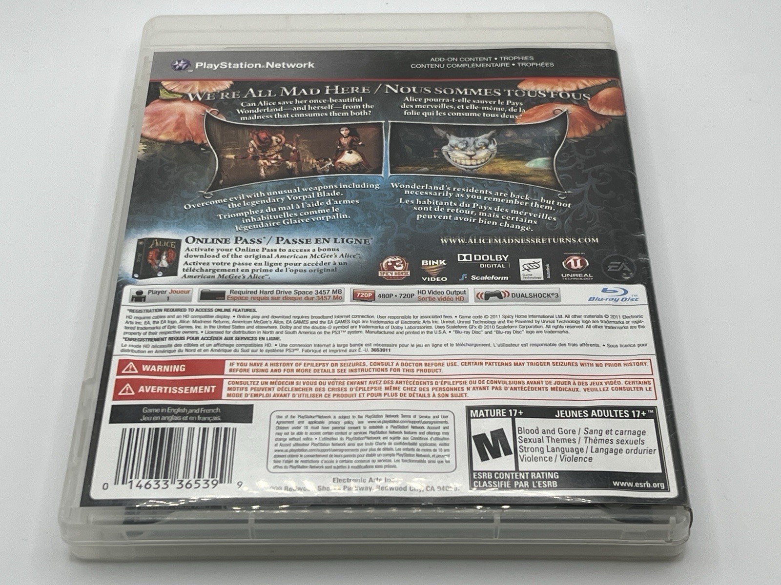 Alice: Madness Returns (Sony PlayStation 3, 2011) CIB – Clean Disc – TESTED