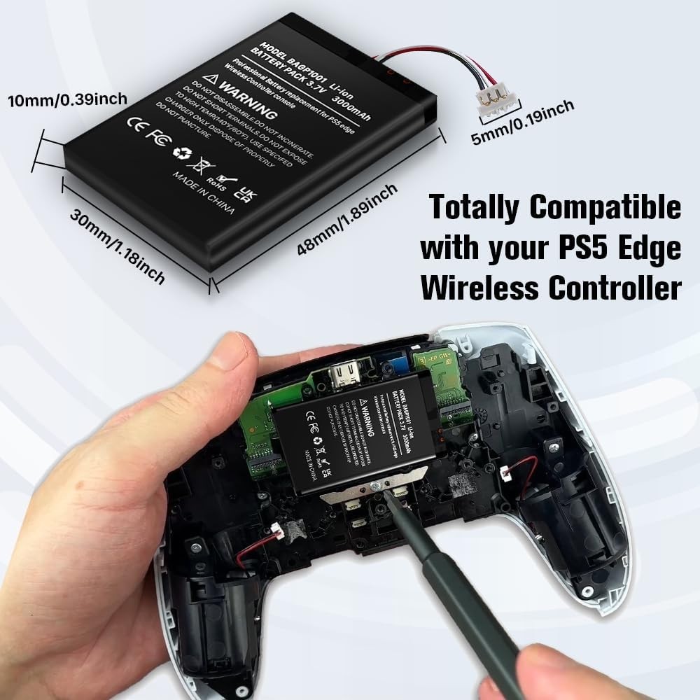 2 Pack 3000mAh Battery for Sony PlayStation Dualsense Edge Controller, Upgrad…