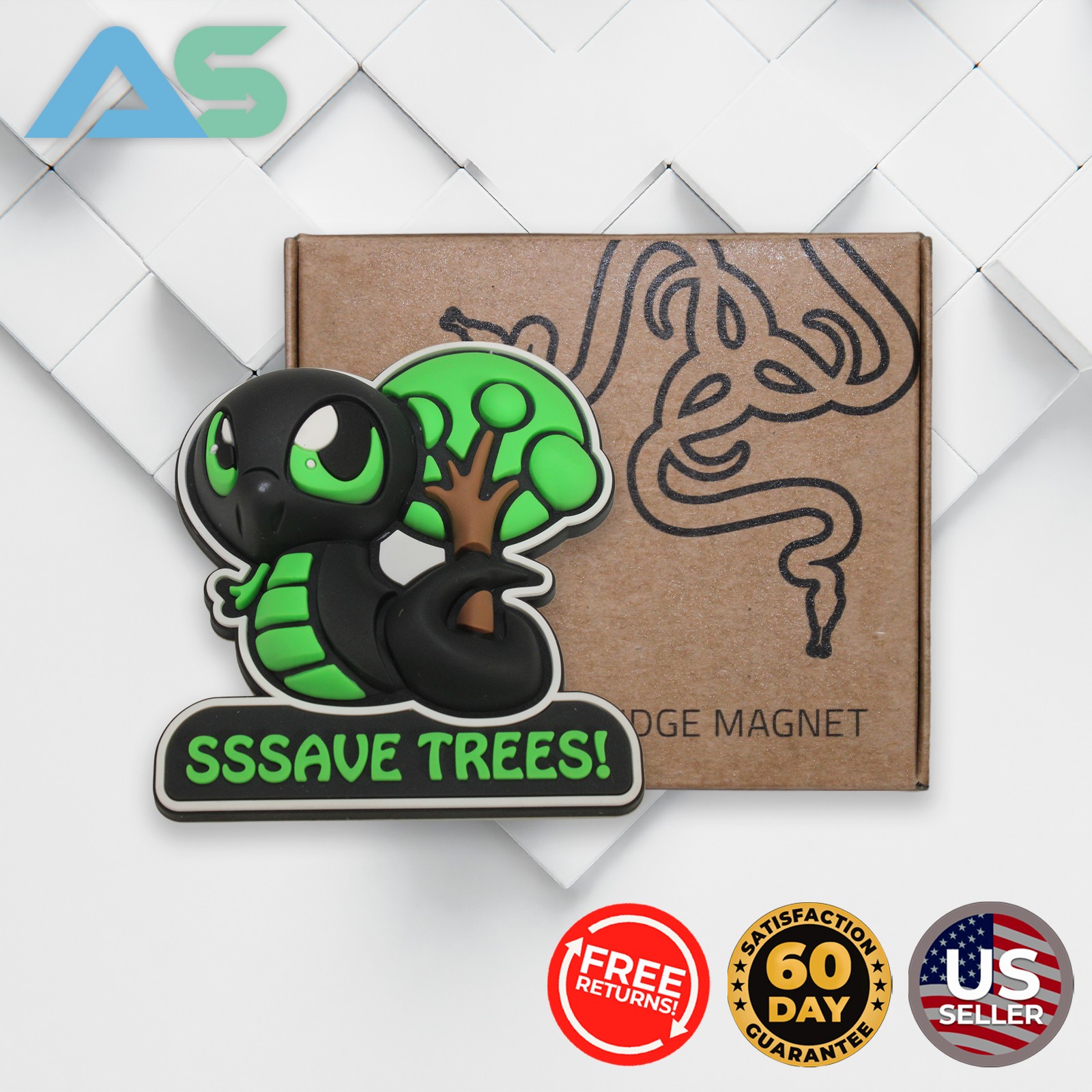 🐍 Razer Sneki Snek Fridge Magnet “SSSAVE TREES!” Design | RC81-03990700-R3M1