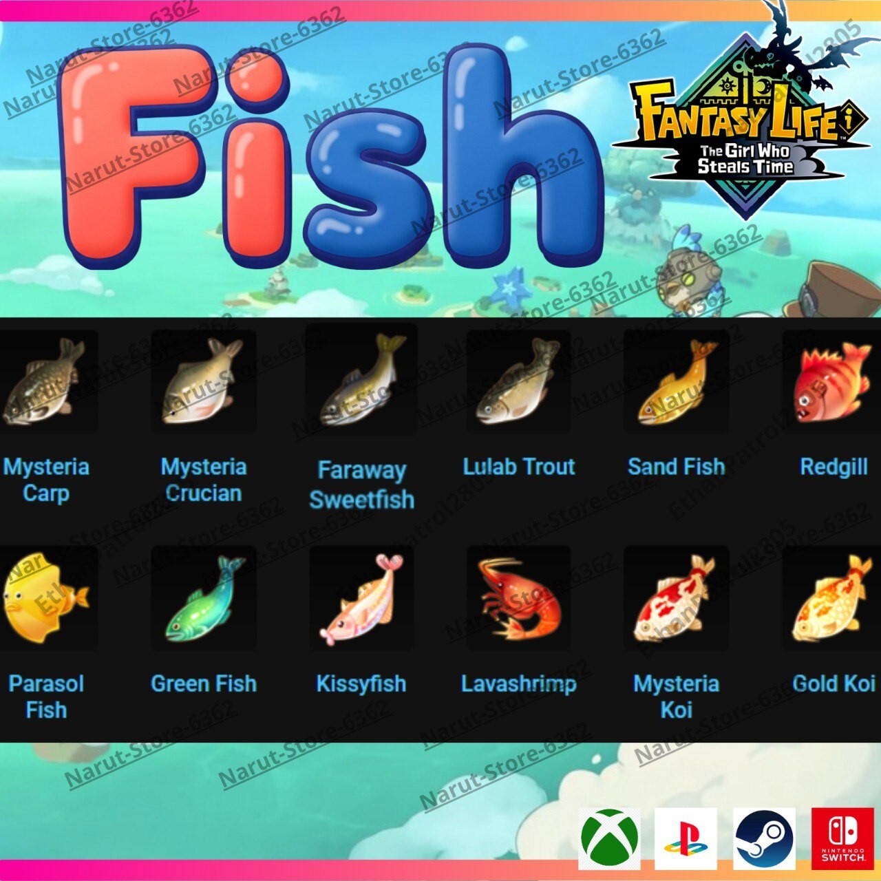 Fantasy Life I: Fish Material Bundle🌟 crafting The Girl Who Steals the Time