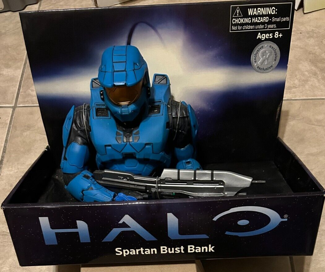 Halo Blue Master Chief Spartan Mark IV Bust Coin Bank NEW 2010 Diamond Select