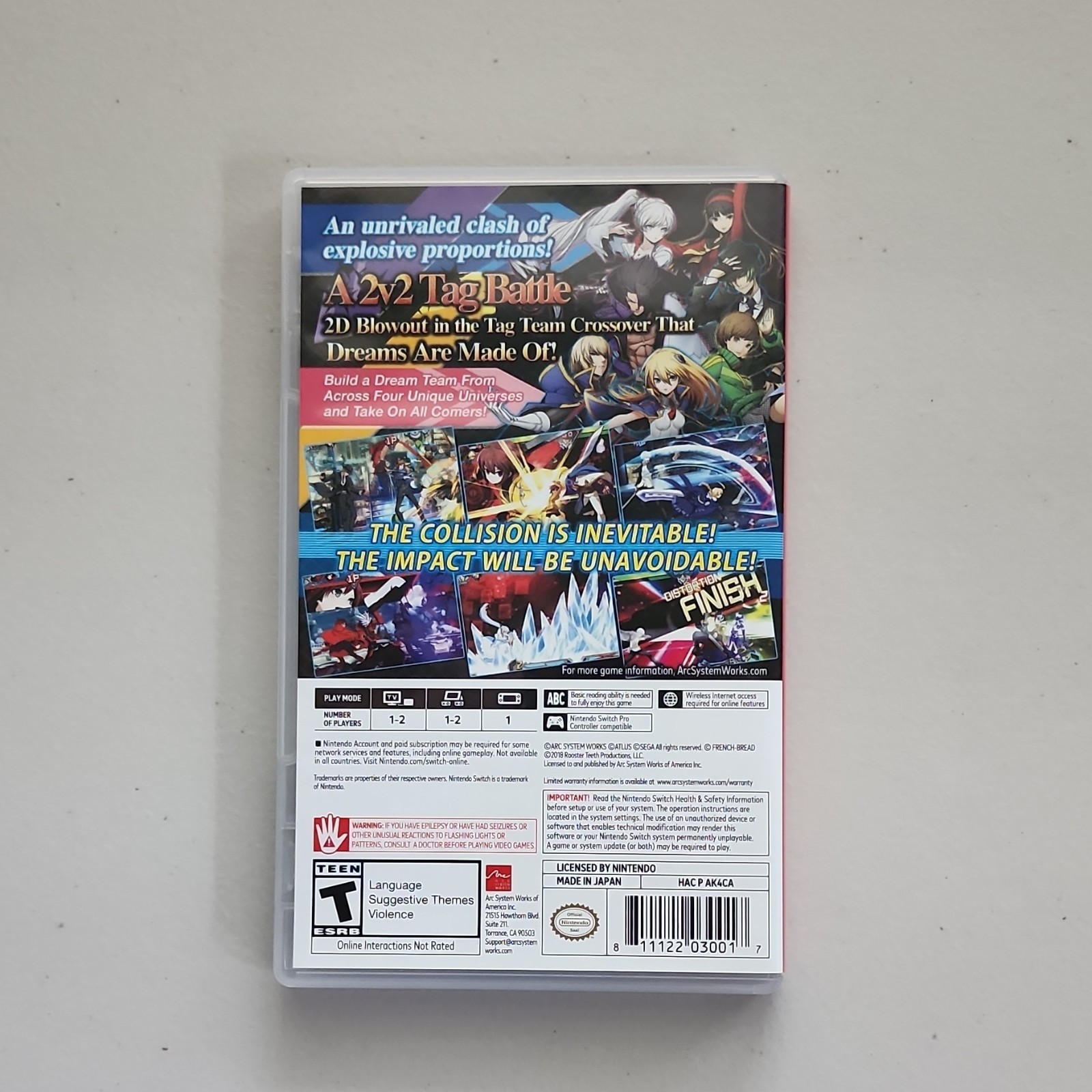 Arc System Works Blazblue Cross Tag Battle Fighting Nintendo Switch Multiplayer