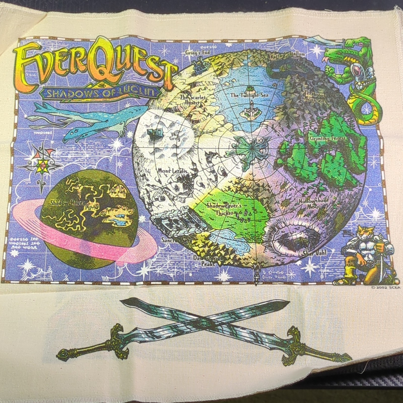 Sony Online Entertainment EverQuest Original PC Cloth Map Promo Inserts Lot
