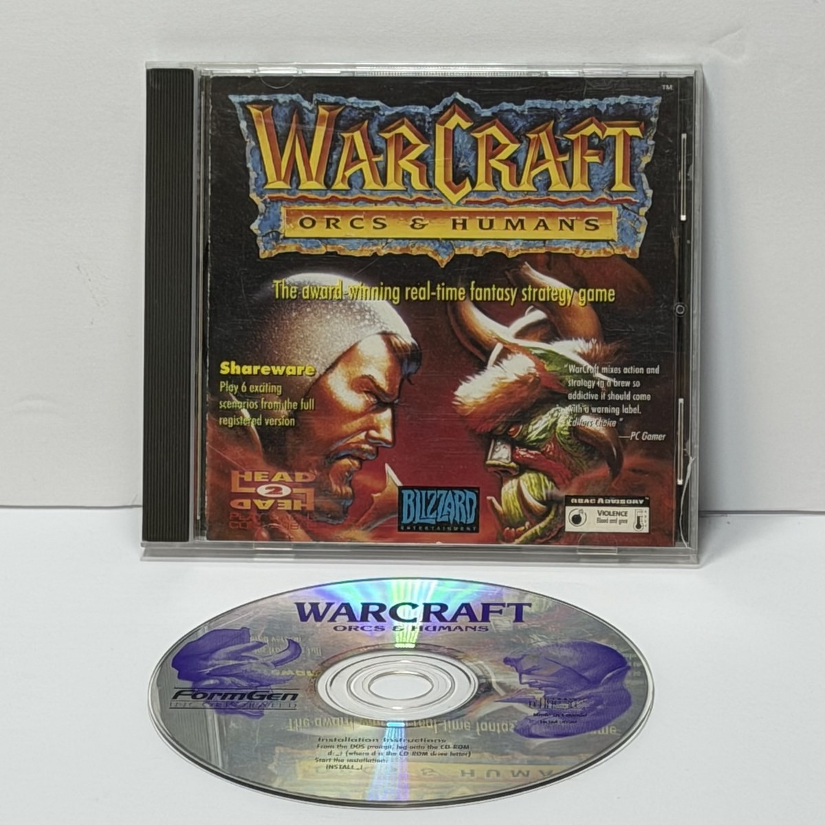 Blizzard Warcraft Orcs & Humans PC CD-ROM 1994 FormGen Shareware Very Good RTS