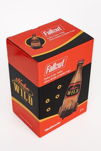 Bethesda Fallout Nuka Cola Quantum Wild & Cherry Glass Bottle + Caps Replica Set