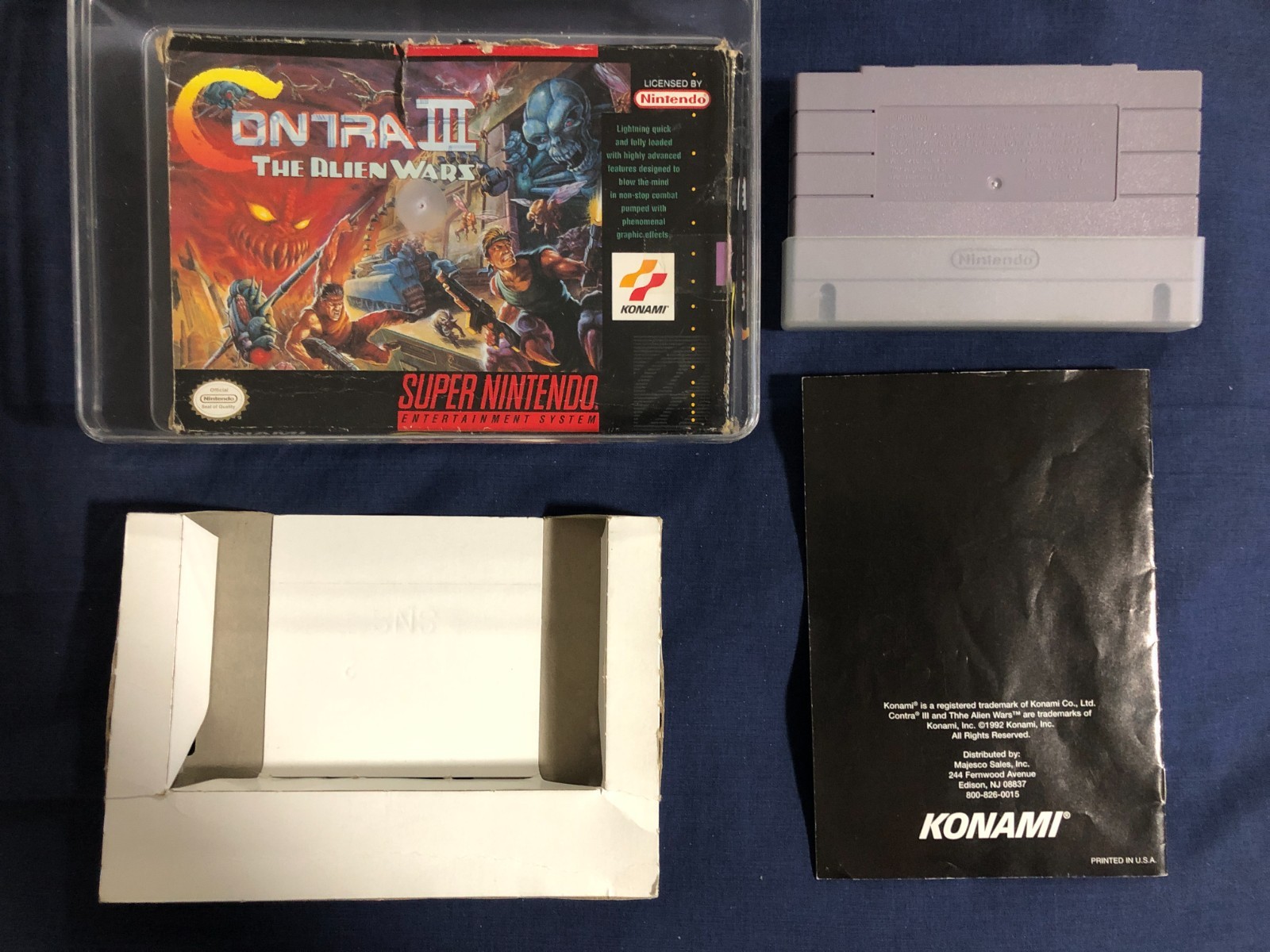 Contra 3 III: The Alien Wars (SNES) (Majesco) CIB Very Damaged Box, Untested