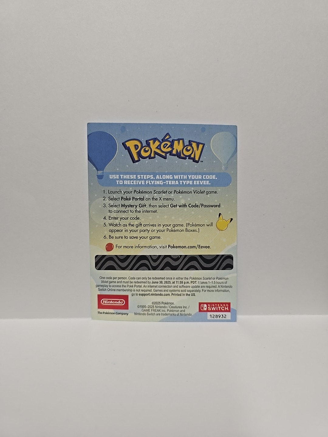 2025 Pokémon Day Flying-Tera Type Eevee CODES Pokemon Scarlet & Violet Game
