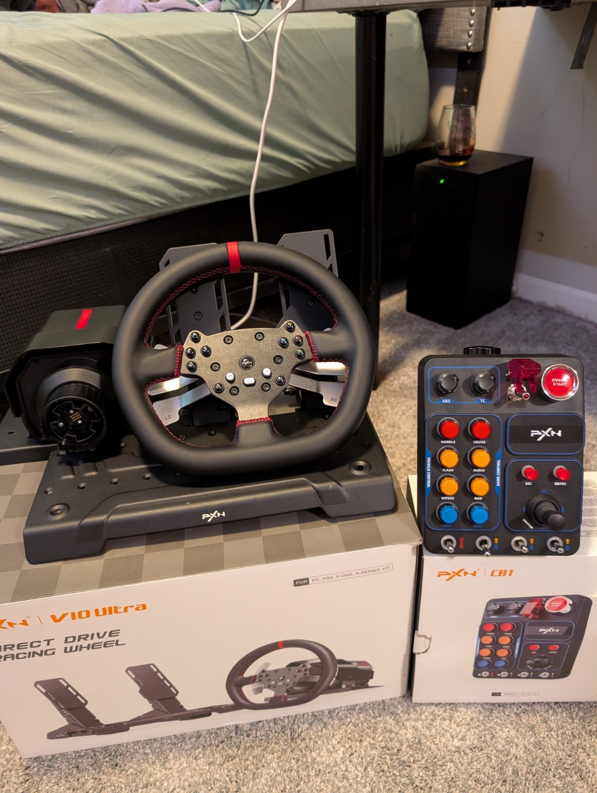 PXN V10 Ultra Racing Wheel & Pedals + CB1 Control Box, Wired USB PS4/PC/Xbox
