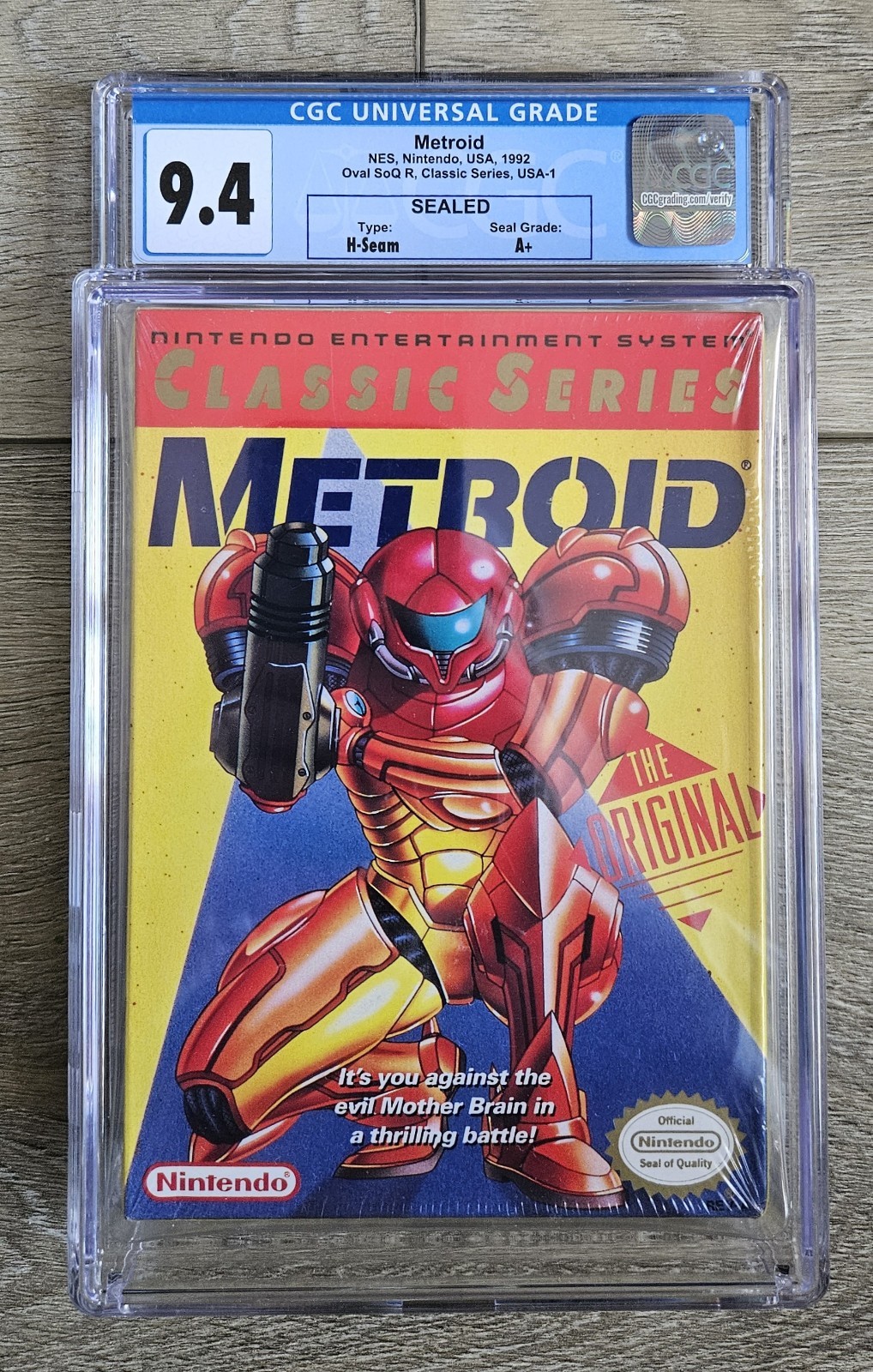 Metroid Yellow VARIANT 1992 (Oval SoQ R) Nintendo CGC 9.4 A+ NEW Sealed H Seam