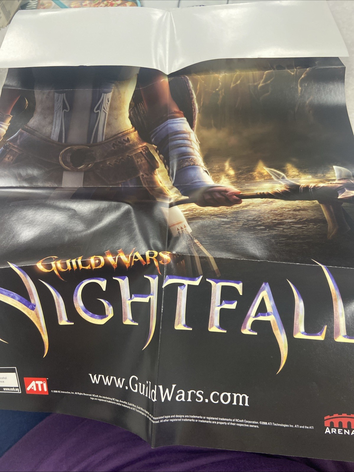 Guild Wars Factions Pre Order Edition & Nightfall PC CD ROM Poster Rare
