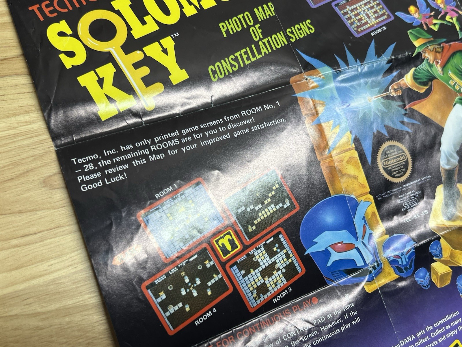 Tecmo Solomon’s Key NES Photo Map Poster Nintendo 1987 Fold Out Insert