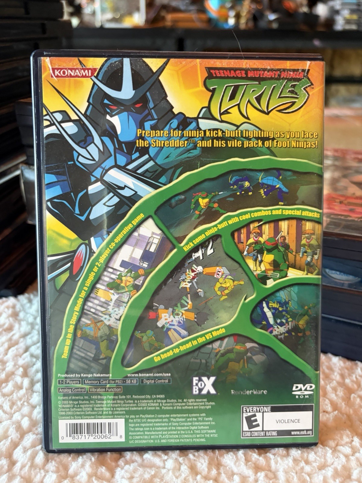 Teenage Mutant Ninja Turtles Konami PlayStation 2 Manual Included NTSC-U/C