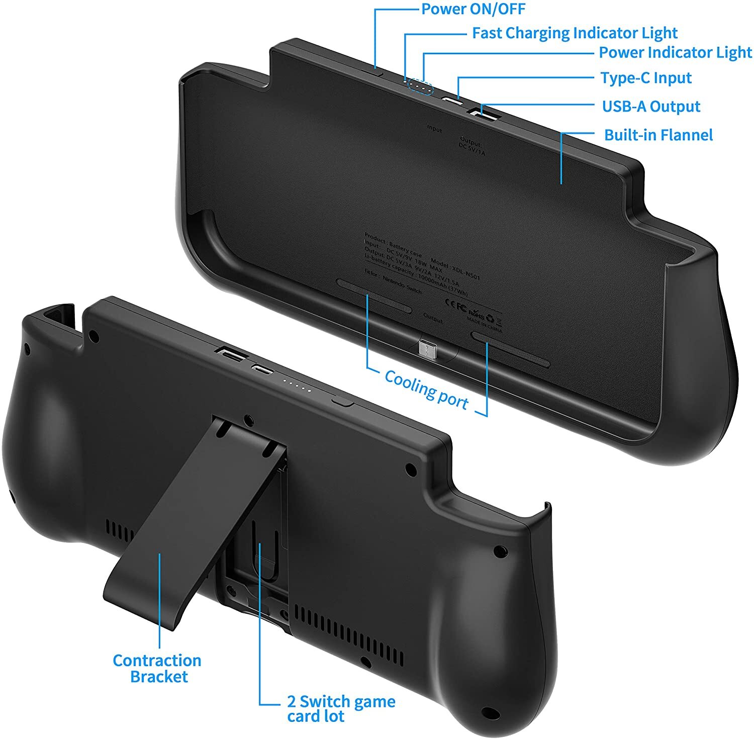 NEWDERY External Battery Station for Nintendo Switch/Switch OLED Charger Case