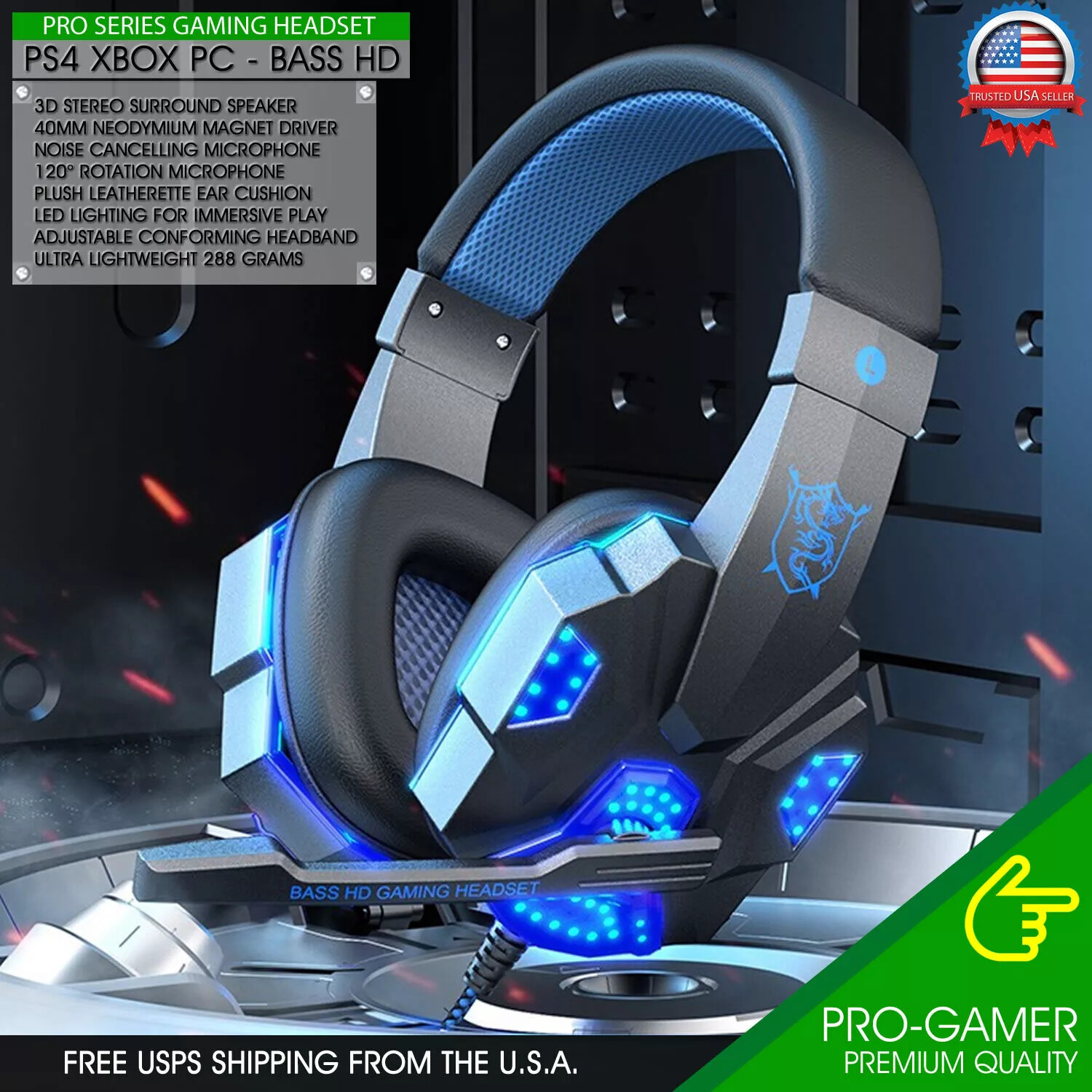 3.5mm Gaming Headset Mic for PS4 PS5 PC Xbox One Mic Stereo Bass Surround Sound