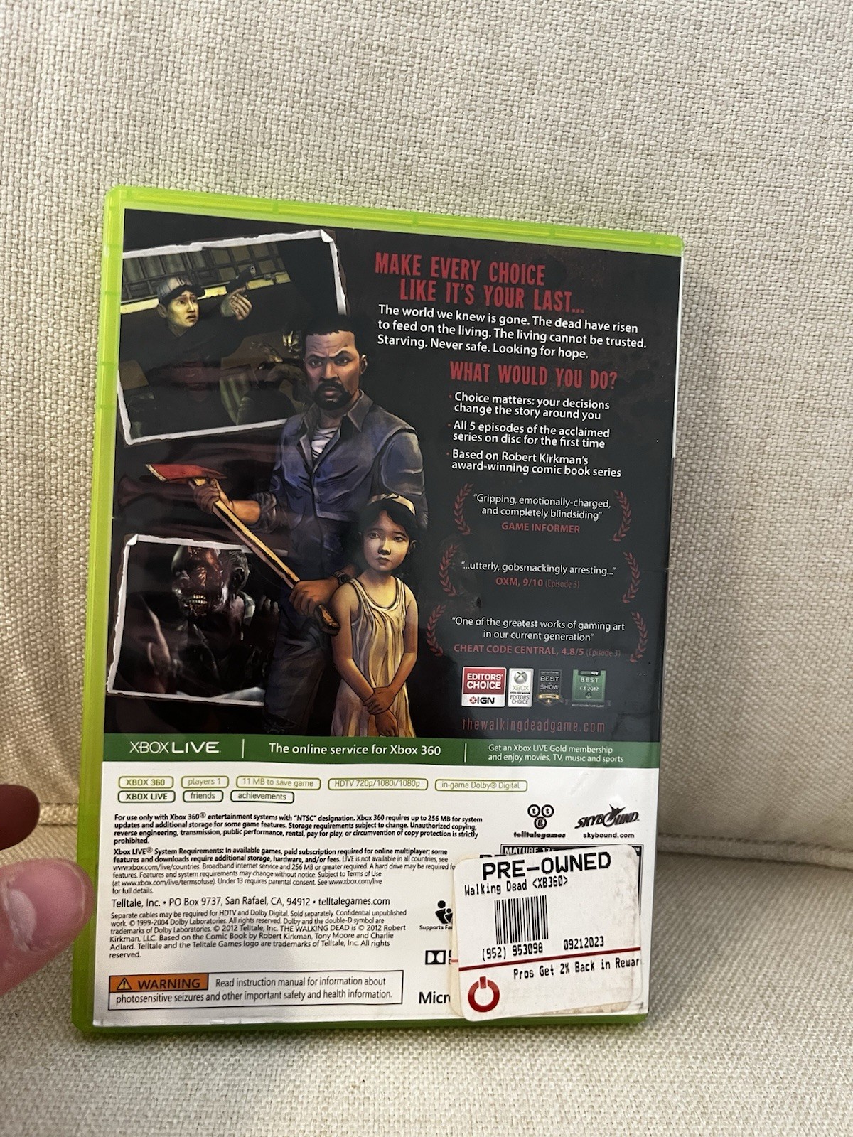 The Walking Dead: A Telltale Games Series CIB W/ Manual – Xbox 360 – TESTED!