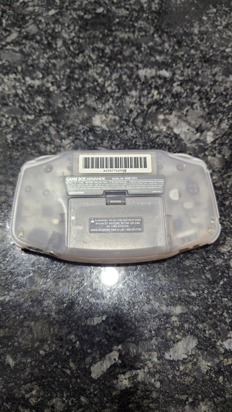 Nintendo Gameboy Advance Glacier AGB-001 *Tested*