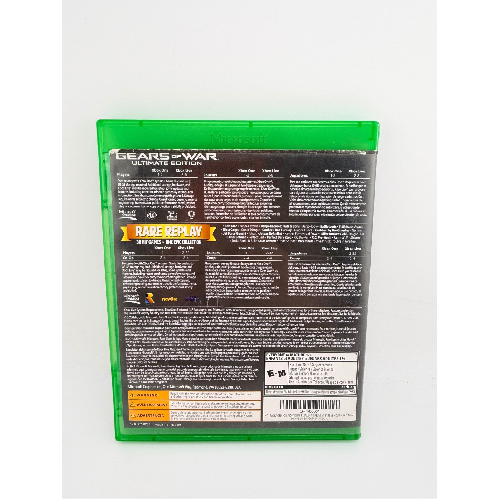 Gears of War Ultimate Edition & Rare Replay Xbox One 2-Disc Bundle Microsoft
