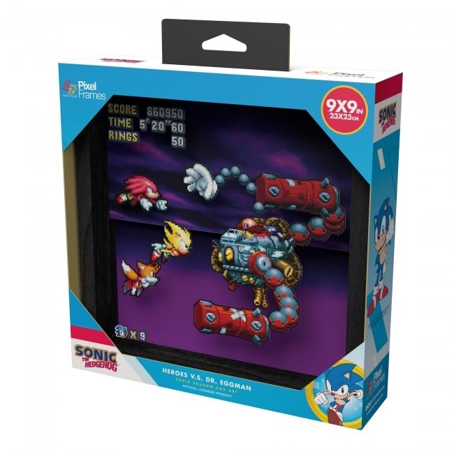 Pixel Frame Sonic Mania Heroes vs Dr Eggman 9×9 inches Shadow Box Art