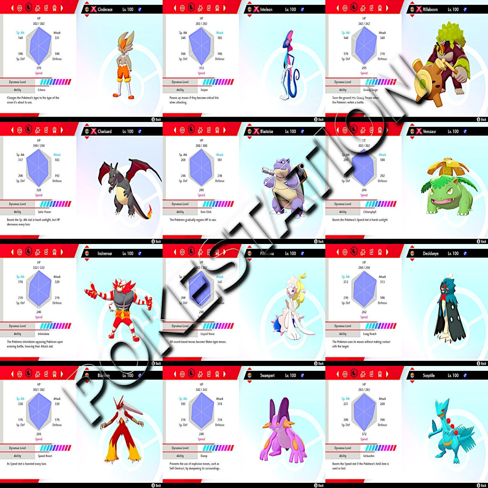 PICK ANY x6 CUSTOM POKEMON BATTLE-READY ULTRA SQUARE SHINY 6IV SWORD AND SHIELD